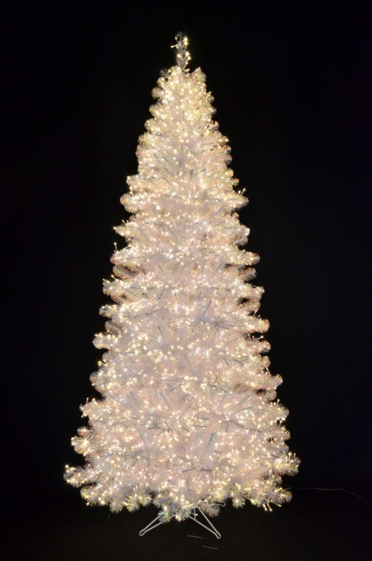 Iridescent White Christmas Tree, Crystal Finish, Micro LED Cluster.