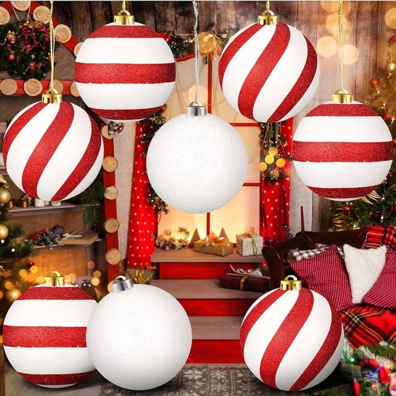 Jumbo Christmas Ornament Red and White Snowflake Pattern