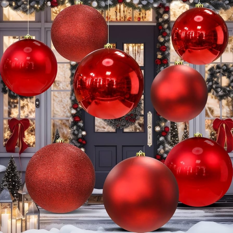 Jumbo Christmas Ornaments Glitter and Matte Wintry Outdoor Set