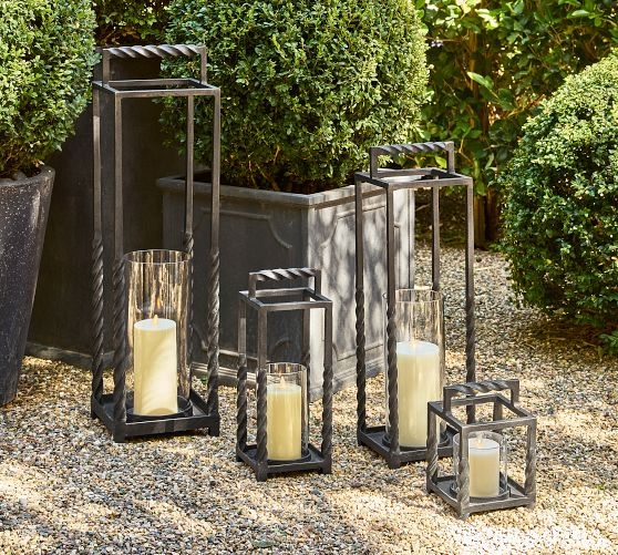 Lanterns: Mixed Material Wood and Bronze Traditional Grouping