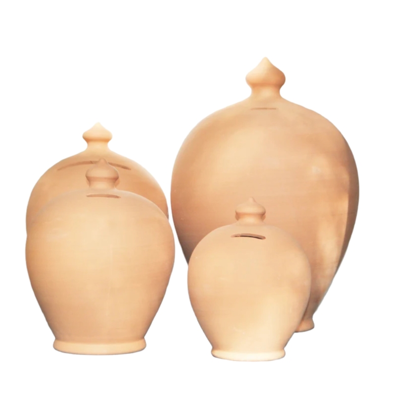Large Clay Piggy Bank with Earthy Terracotta Finish Oversized