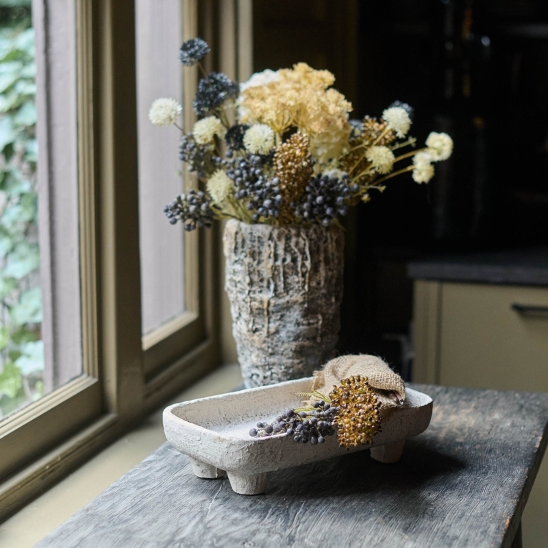 Large Decorative Tray Ceramic Pitted Texture Organic Modern