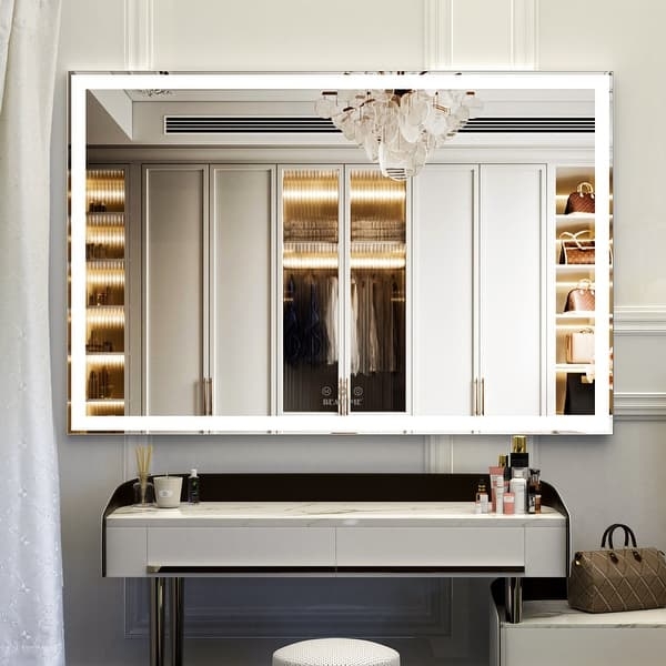 Large LED Mirror Integrated Light Border Rectangular Oversized Form
