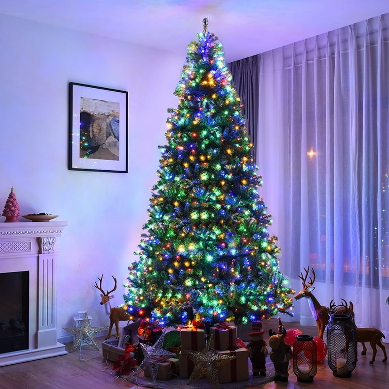 Large Nine Foot Artificial Tree 1000 LED Lights Extra Dense Foliage