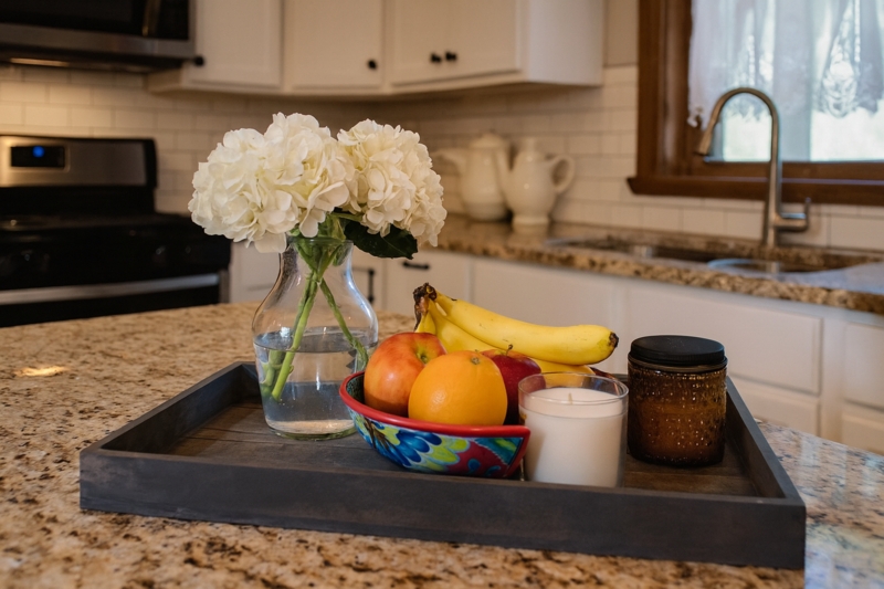 Large Serving Tray: Antique Wood, Rectangular Cutout Handles Decor