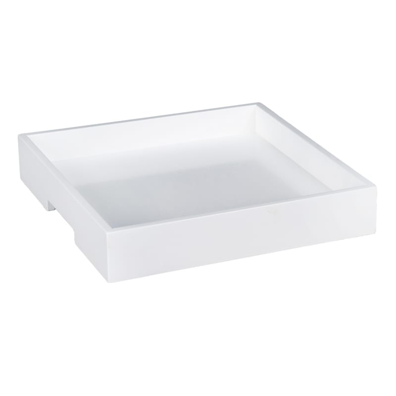 Large Square Decorative Tray: Whitewashed Wood for Ottoman Styling