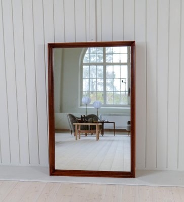 Large Vertical Wood Wall Mirror, Deep Profile Frame with Rounded Corners