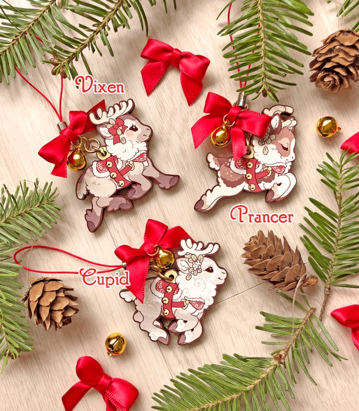 Laser Cut Wood Christmas Ornament Whimsical Wooden Reindeer Decor