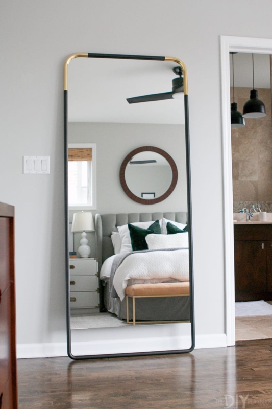 Leaning Floor Mirror with Ultra-Slim Matte Black Metal Frame