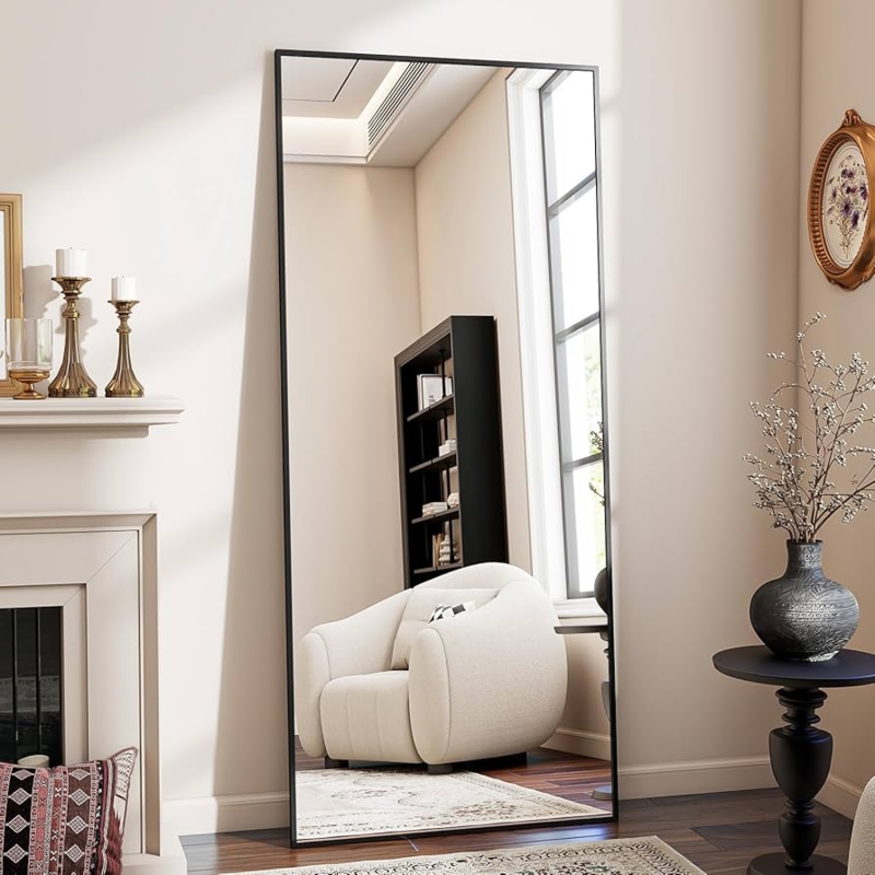 Leaning Mirror with Ultra-Thin Black Aluminum Alloy Frame
