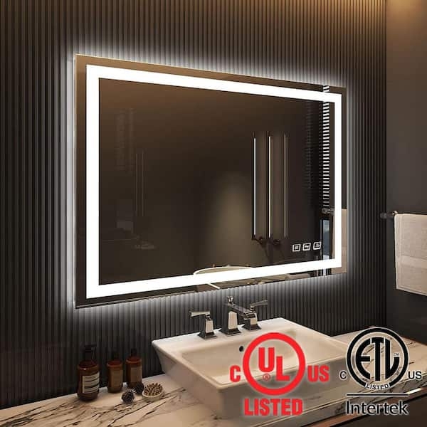 LED Mirror, Frameless, Double Vanity Width. Minimalist Double Vanity Layout. (75 chars)