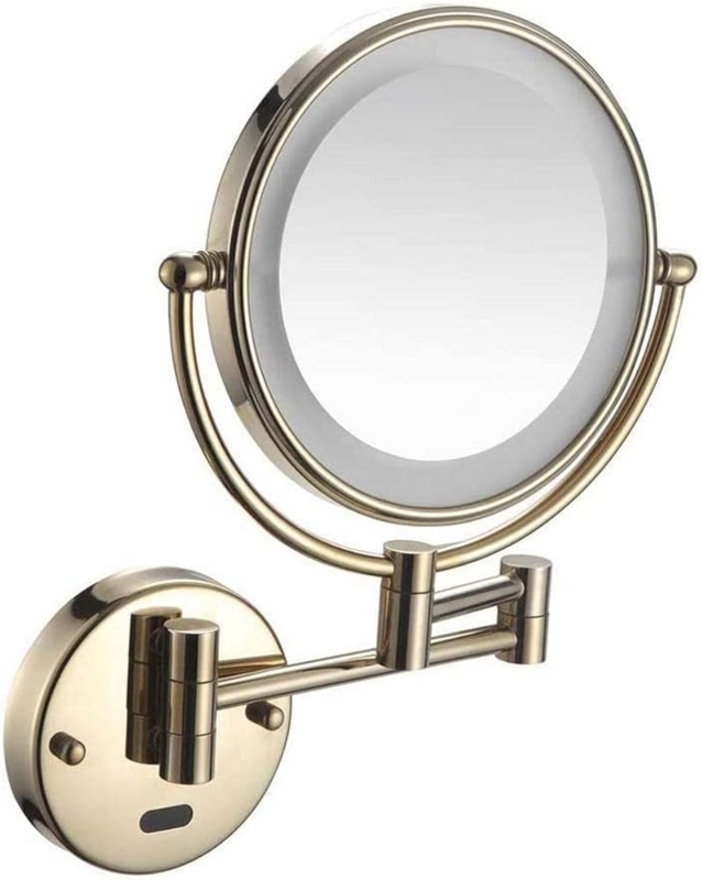 LED Polished Chrome Accordion Mirror, Extendable Arm