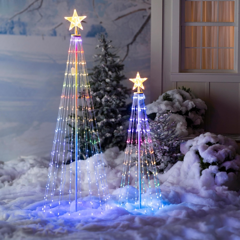 Lighted Cone Tree: 47" Indoor/Outdoor, RGB LED Lights, Star Topper