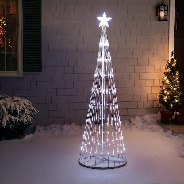 Lighted Cone Tree Pure White LED Minimalist Decor
