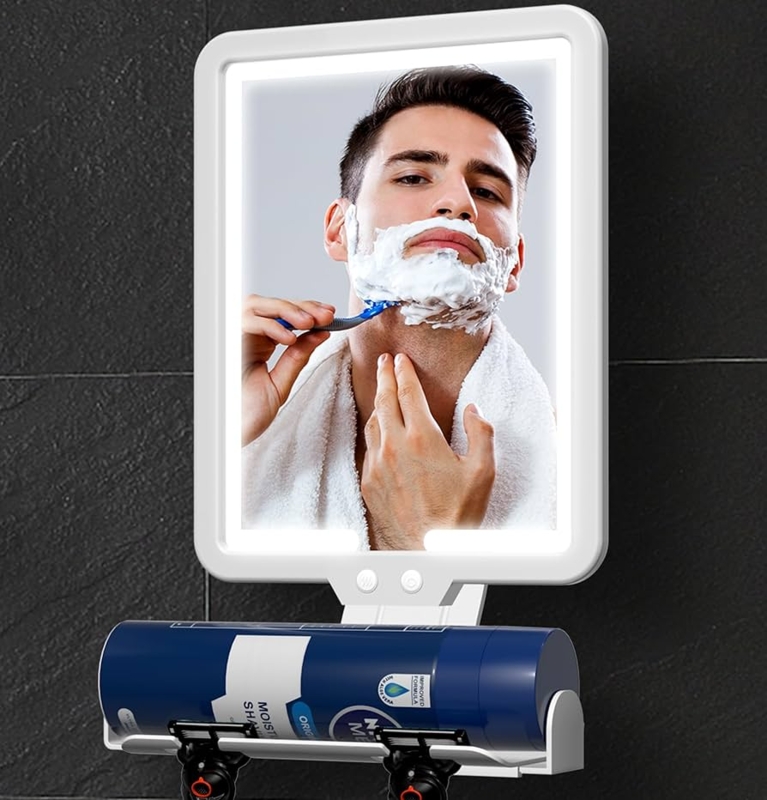 Lighted Shower Mirror with 3 Color Modes for Modern Grooming