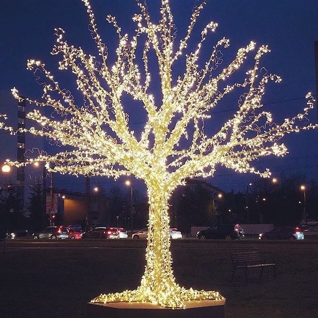 Lighted Tree Giant Pre-Lit LED Branchy Silhouette Warm White Display