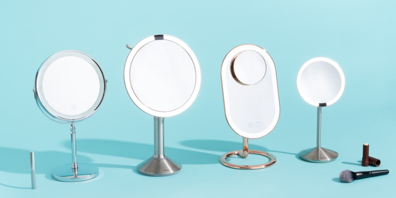 Lighted Trifold Makeup Mirror, Adjustable Swivel Base