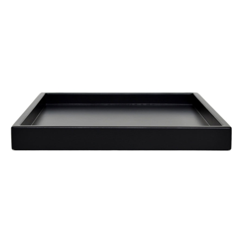 Low Profile Decorative Tray with Stitched Leather-Like Faux Finish