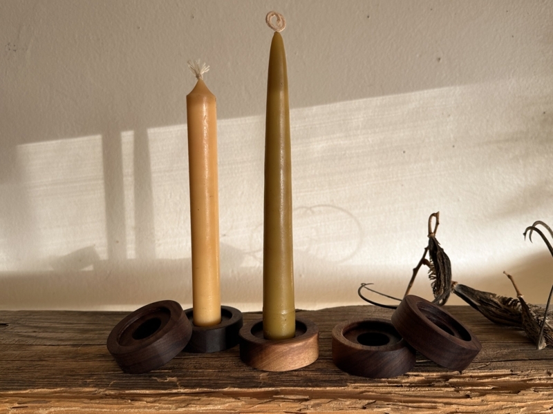 Low Profile Wood Candle Holder Block, Triple Well Design for Votives