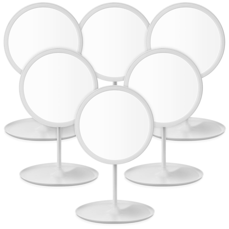 Makeup Mirror Set of 6 White Heart-Shaped Easel Stands