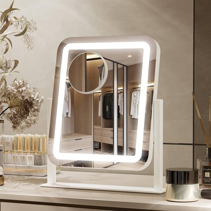 Makeup Mirror White Hollywood Style Bulbs Touch Screen USB