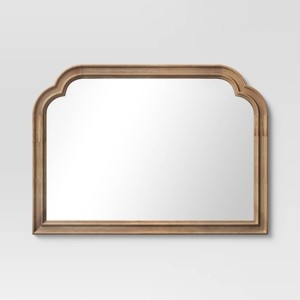 Mantel Mirror: Natural Wood Horizontal Arched Silhouette