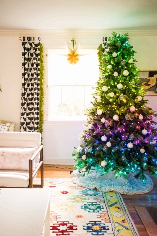Mantelpiece: Rainbow Christmas Mantel, Bottle Brush Garland, Eclectic Style