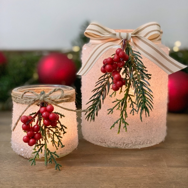 Mason Jar Candle Holder Set, Frosted Finish Twine Wrapped.