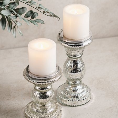 Matte Black Metal Pedestal Candle Holders with Turned Post Design