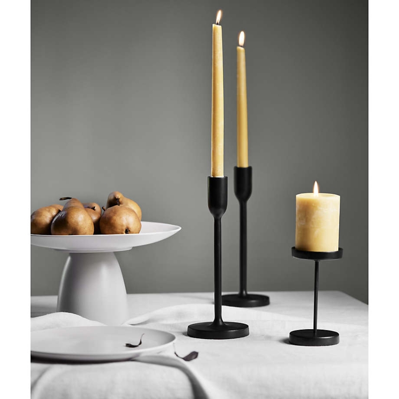Matte Black Taper Candle Holder Slender Sculptural Minimalist Decor