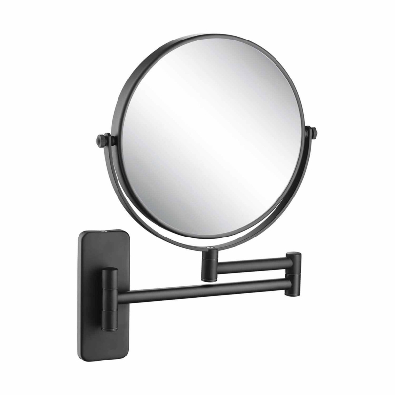 Matte Black Wall Mount Accordion Makeup Mirror, Extendable