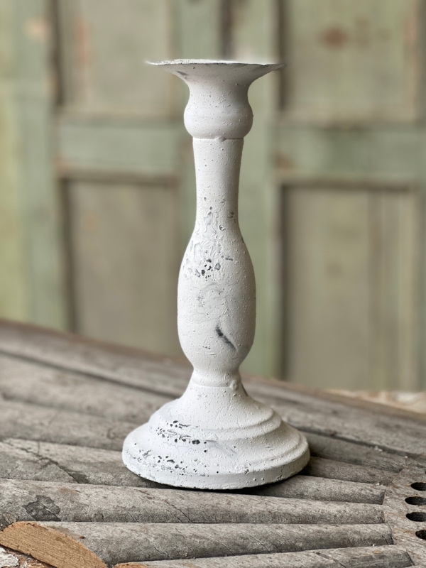 Matte Ceramic Candlestick Holder, Cream Traditional Pillar Silhouette