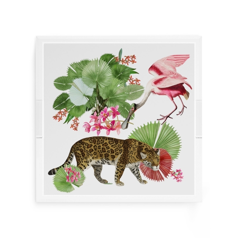 Maximalist Acrylic Decorative Tray Botanical Leopard Print (65 characters)