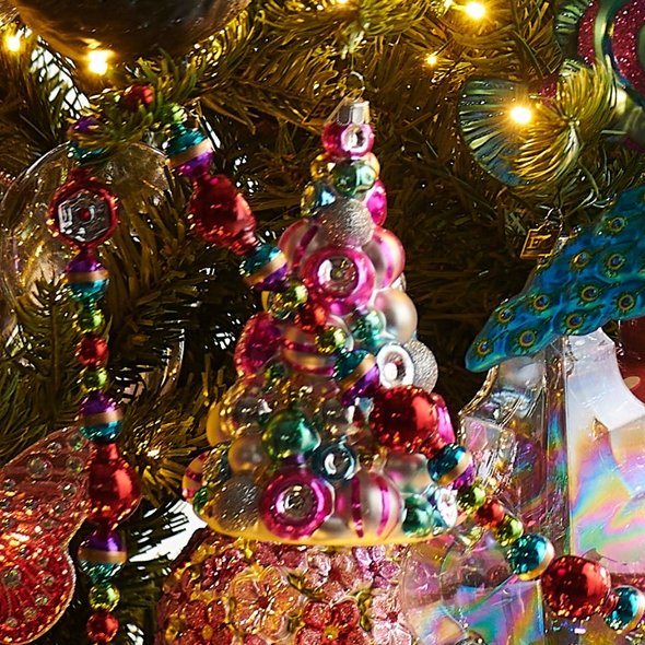 Mercury Glass Ornaments with Glittered Reflector Indentations