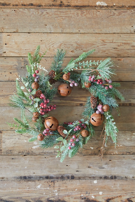 Metal Bell Wreath with Heavily Rusted Finish and Varying Sizes