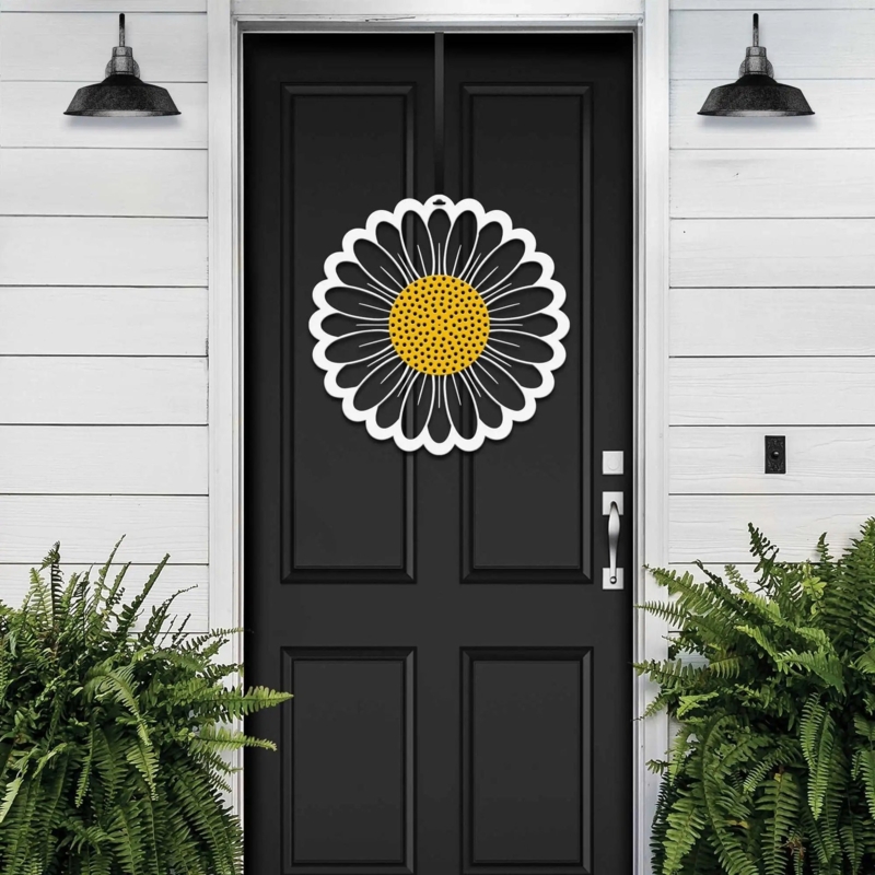 Metal Construction Wreath, Modern Farmhouse Entryway Art