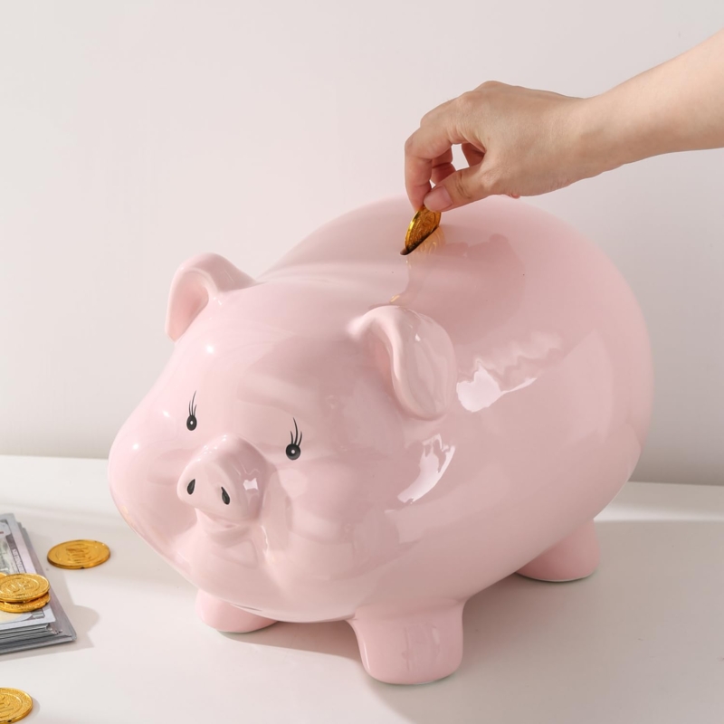 Metallic Living Room Accent Piece Gold Ceramic Piggy Bank