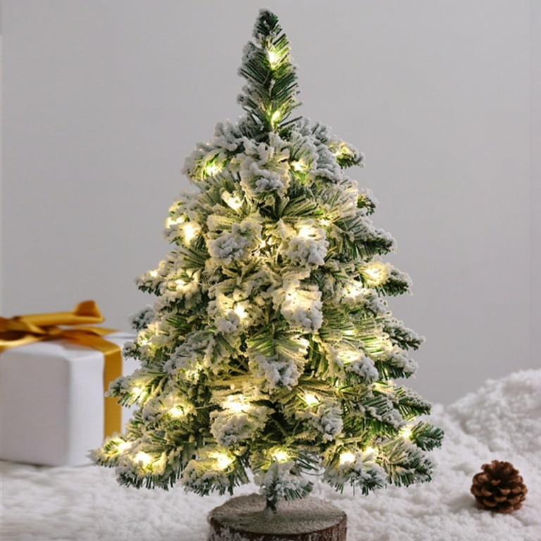 Mini Christmas Tree Rustic Tabletop Burlap Base Pre-Lit Berry Accents