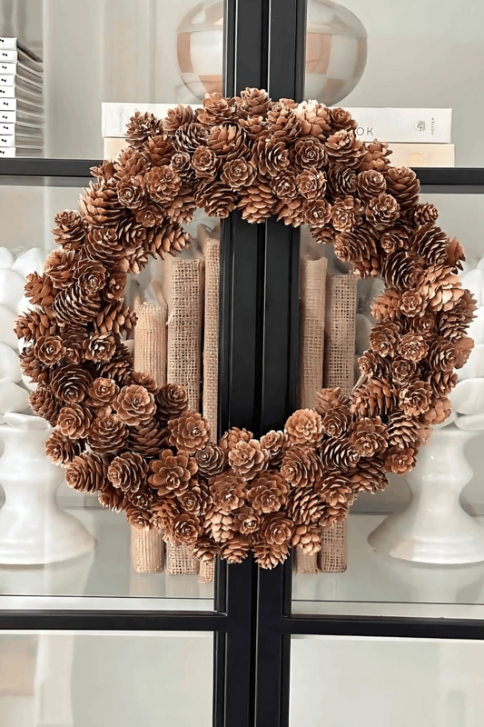 Mini Pinecone Wreath Outdoor Wall Decoration Seasonal Door Accent