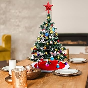 Miniature Christmas Tree Complete Decoration Kit LED Lights Decor