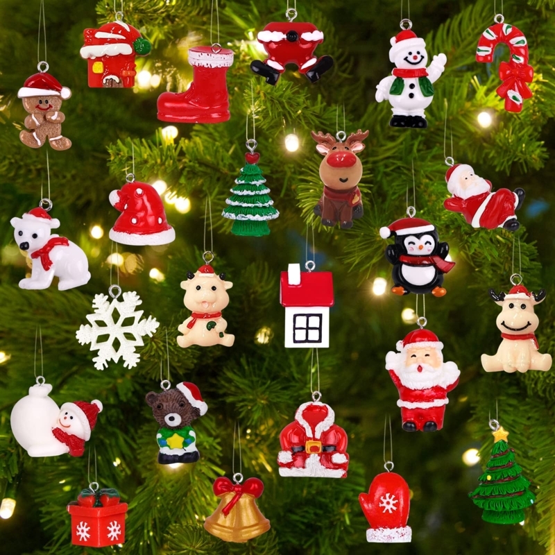 Miniature Resin Christmas Ornaments Assorted Holiday Figurine Set