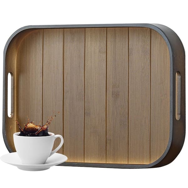 Minimalist Bamboo-Style Tray with Integrated Handles