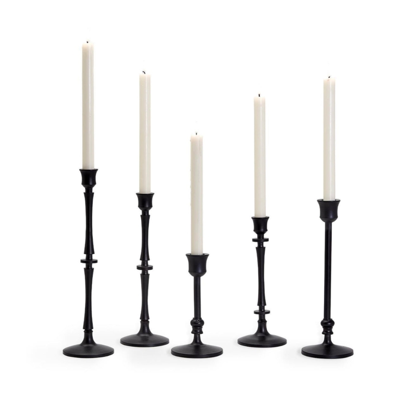 Minimalist Candle Holder Set of 5 in Dark Bronze with Tiered Heights