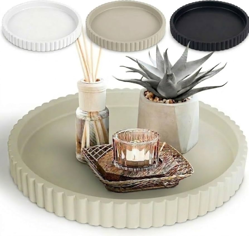 Minimalist Decorative Tray with Raised Rim & Matte Finish