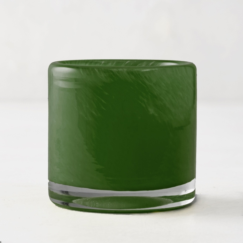 Minimalist Forest Green Votive Candle Holder Weighted Glass Base