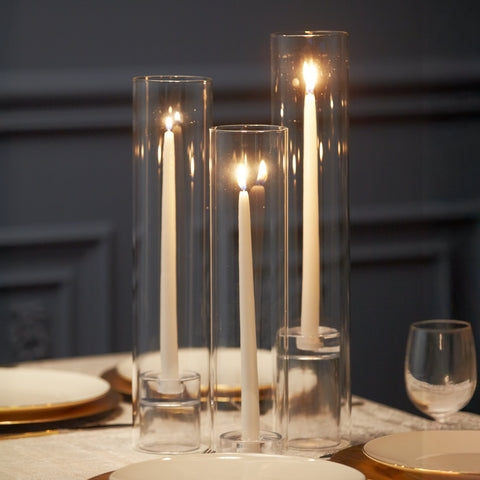 Minimalist Glass Chimney Candle Holders with Staggered Heights