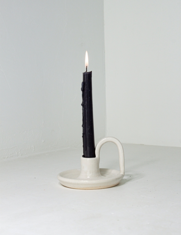 Minimalist Matte Black Candlestick Holder Flared Silhouette