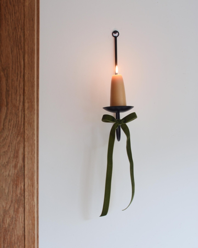 Minimalist Metal Wall Sconce, Slender Matte Single Taper Holder
