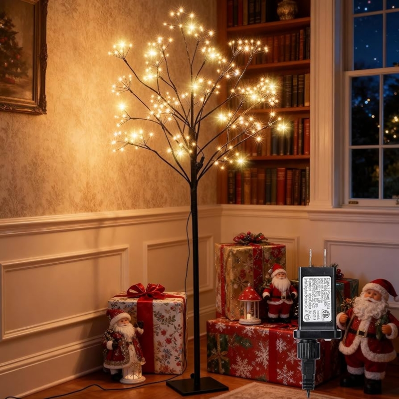Minimalist Pre-lit Twig Christmas Tree, 5ft Warm LED