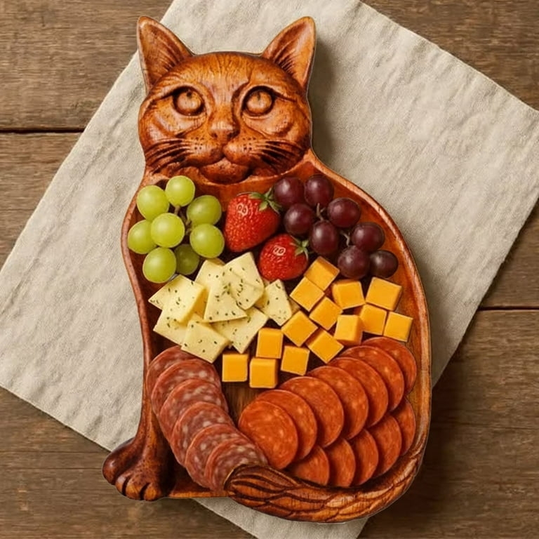 Minimalist White Ceramic Cat Shaped Serving Platter (55 characters)